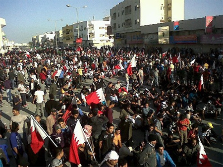 una manifestacion en bahrein